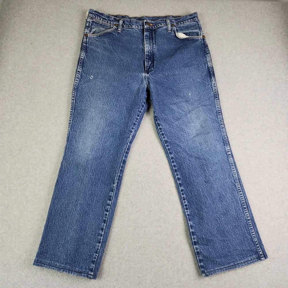 Wrangler Jeans Mens 38x30 Blue Denim Regular‎ Fit Workwear Western Straight Leg